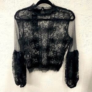 Sheer Goth Lace Mesh Crop Top Wednesday Addams NWT See Through love University L